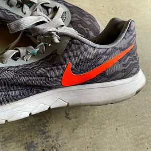 Nike Men's Athletic Shoes in Gray with Orange Swoosh